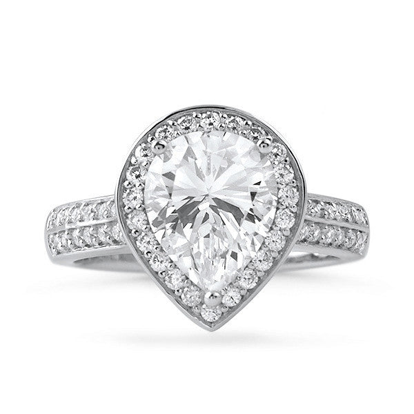 Sterling Silver Pear Cut CZ Halo Ring