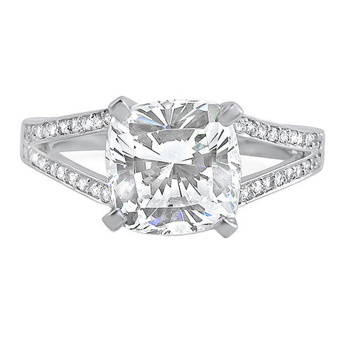 3.3 Carat CZ Cushion Cut Split Shank Engagement Ring