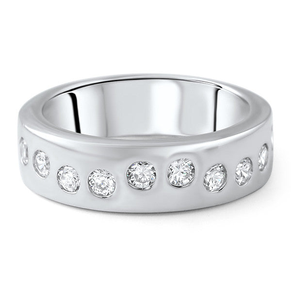 Silver Flush Set CZ Fashion Ring