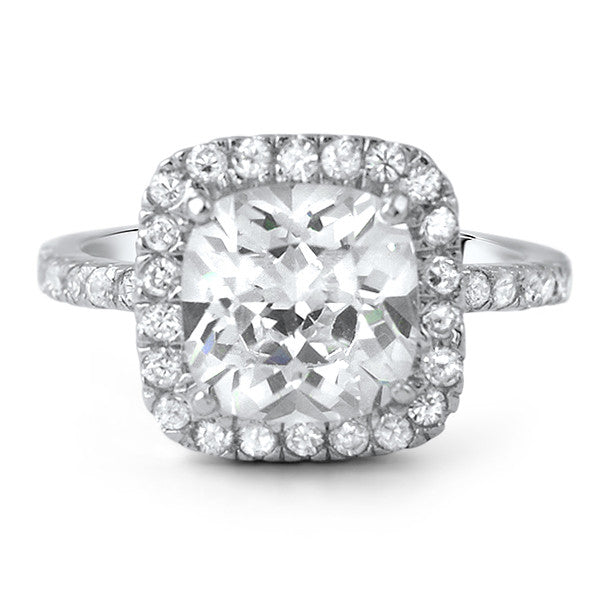 4.80 CTW CZ Cushion Cut Halo Fashion Ring