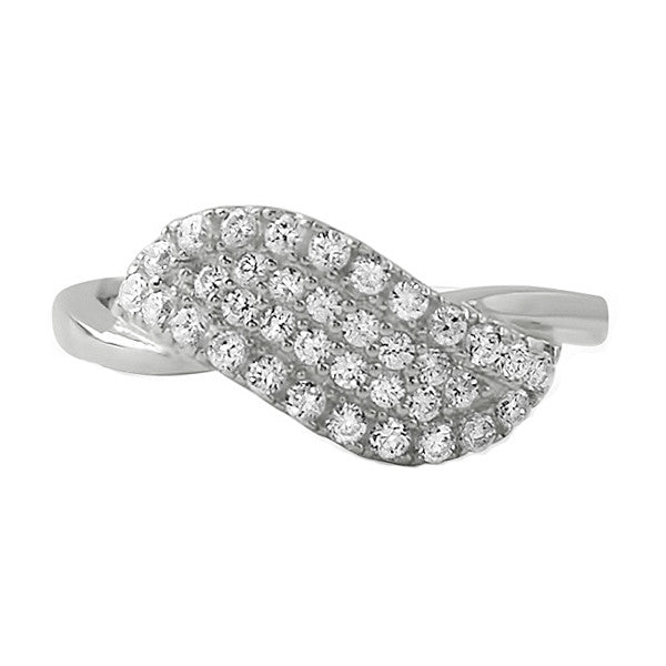 Sterling Silver Angel Wing CZ Fashion Ring