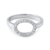Sterling Silver Hollow Oval CZ Fashion Ring