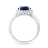 Sterling Silver Synthetic Blue Sapphire Halo Ring
