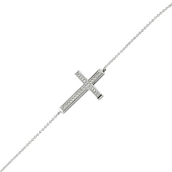 Silver CZ Cross Fashion Bracelet