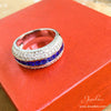 925 Silver Blue CZ Princess Cut Fashion Ring