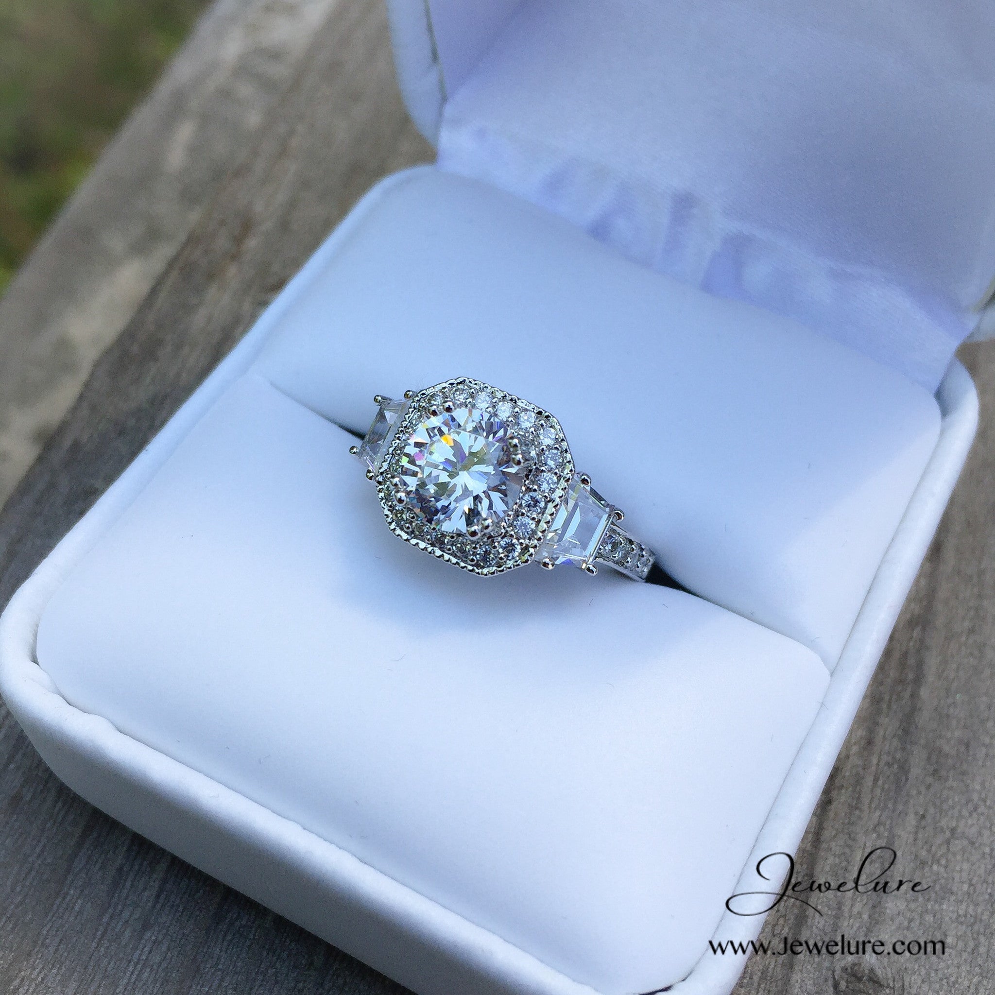 2.15 CTW Fancy Octagon Halo CZ Engagement Ring Jewelure