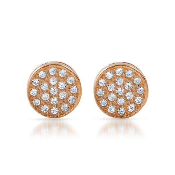 Rose Gold CZ Micropave Circle Stud Earrings