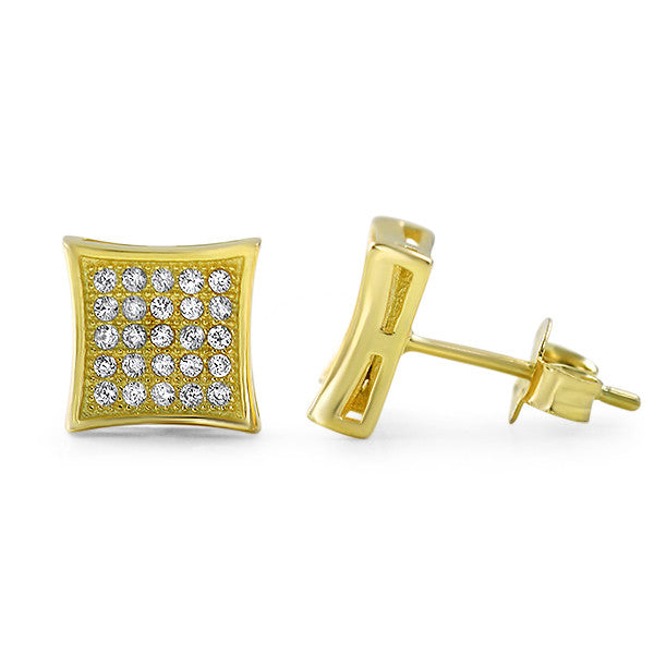 Gold CZ Micropave Kite Stud Earrings