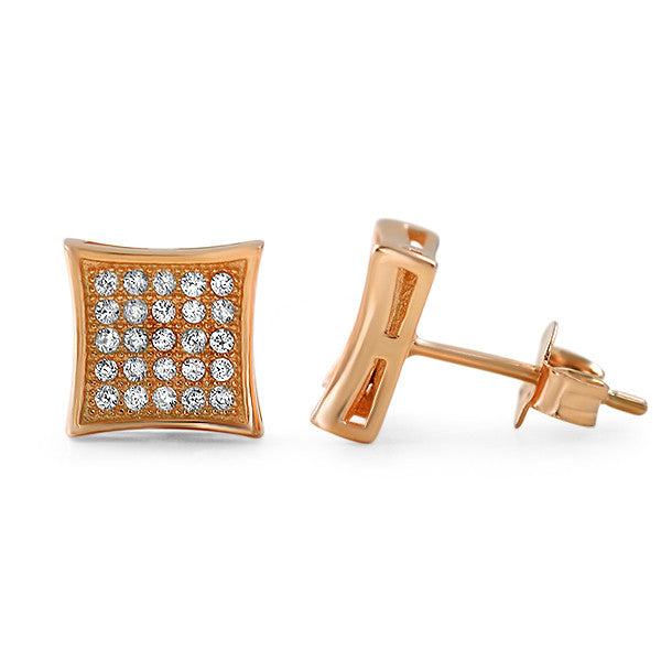 Rose Gold CZ Micropave Kite Stud Earrings