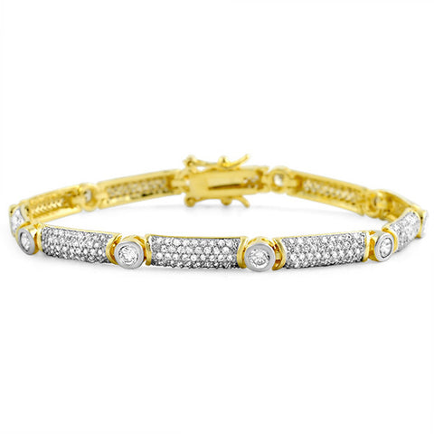Gold Two Tone Elegant CZ Womens Bracelet