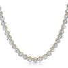 14k Gold Two Tone Flower Link CZ Necklace