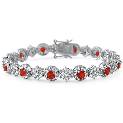 6.23 CTW Red Stone CZ Snowflake Bracelet