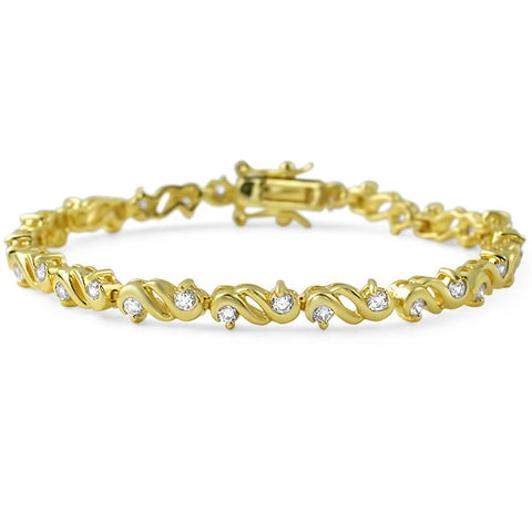 Gold Finish Fancy Cubic Zirconia Womens Bracelet