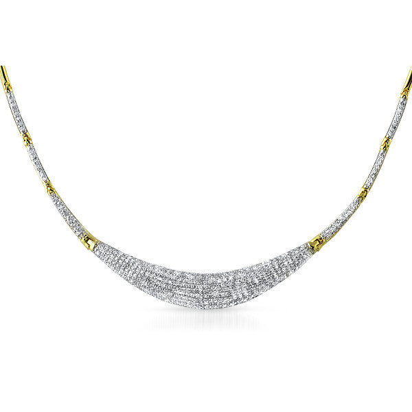 Gold Tone CZ Micropave Evening Necklace