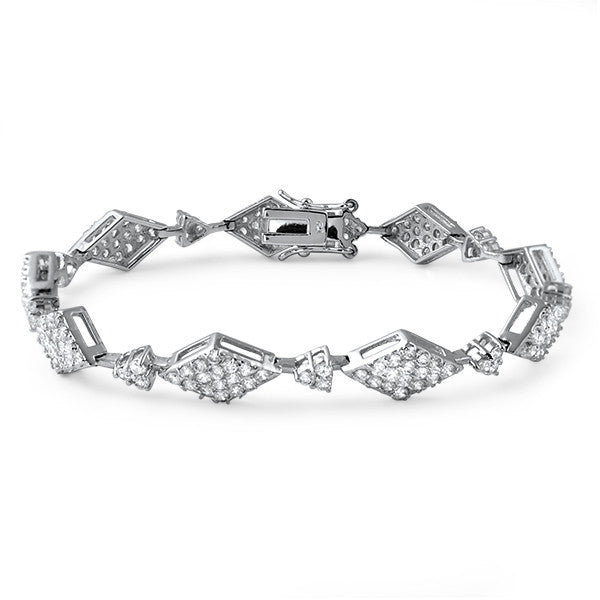 Silver Tone Diamond Shape CZ Fashion Bracelet