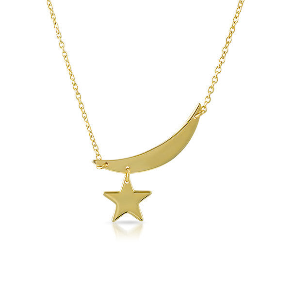 Gold Plated Moon and Star Minimalist Necklace