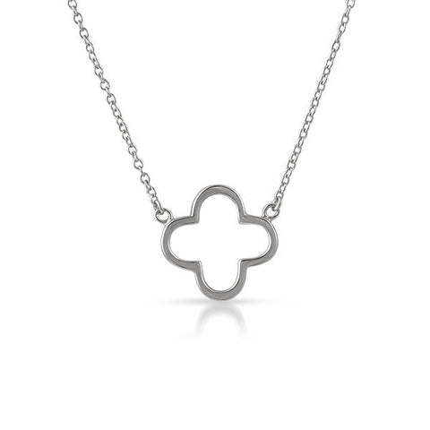 925 Silver Hollow Flower Minimalist Necklace