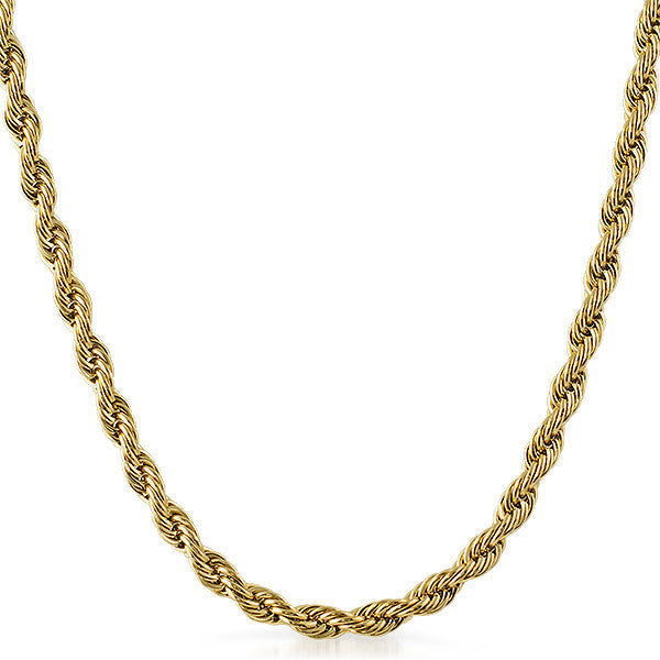 6mm 14K Gold IP French Rope Necklace – Jewelure 6mm 14K Gold IP French Rope Necklace – Jewelure