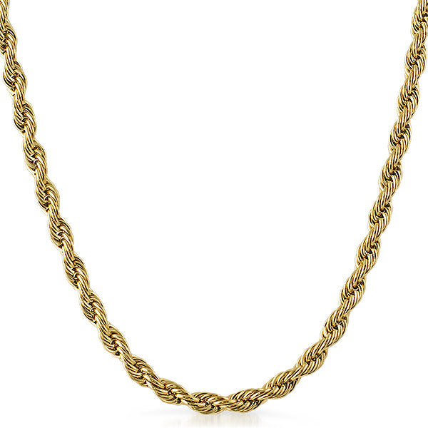 6mm 14K Gold IP French Rope Necklace