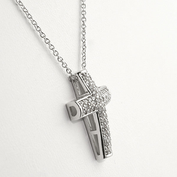 Micropave Signity CZ Cross Pendant With Necklace Jewelure