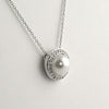 Silver Created Pearl Pendant With Signity CZ Accent