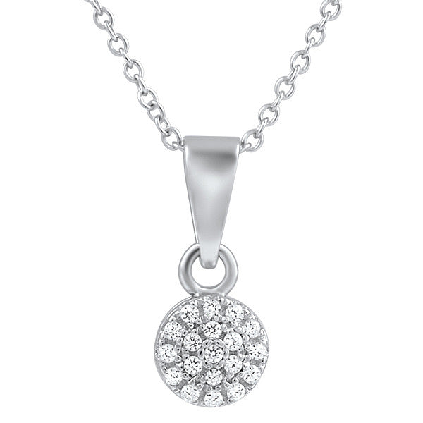 925 Silver Round Micropave CZ  Baby Pendant