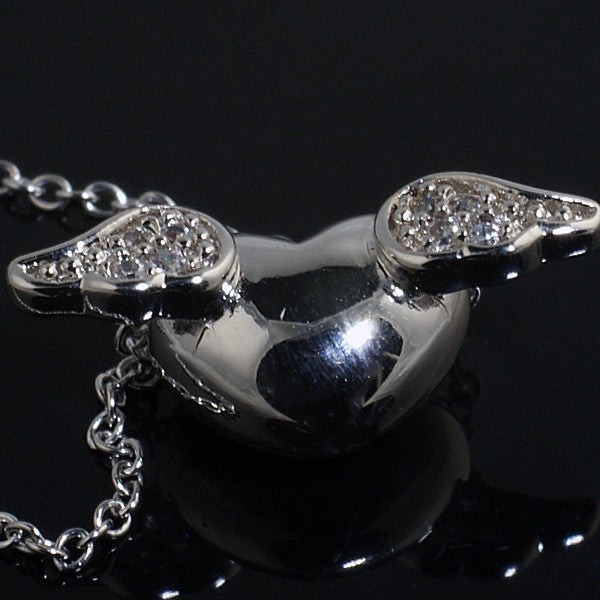 Heart With Wings Signity CZ Necklace 925 Silver Jewelure