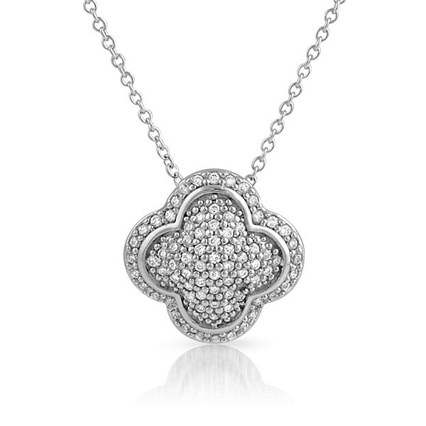 Sterling Silver Signity CZ Micropave Cushion Necklace