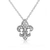 925 Silver Signity CZ Fleur de Lis Pendant Necklace Set