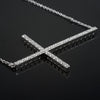 Sterling Silver Signity CZ Horizontal Cross Necklace