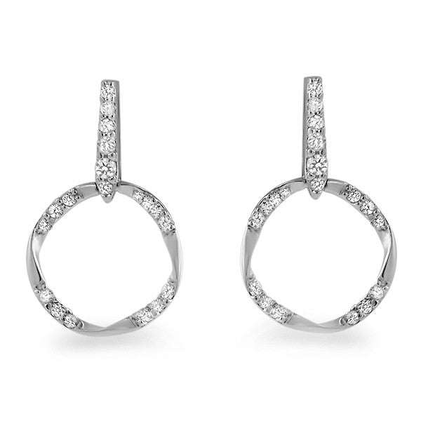 Sterling Silver Modern Curved Circle Drop Earrings