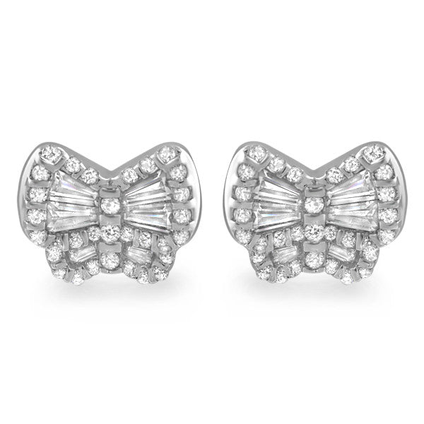 925 Silver Baguette CZ Butterfly Stud Earrings