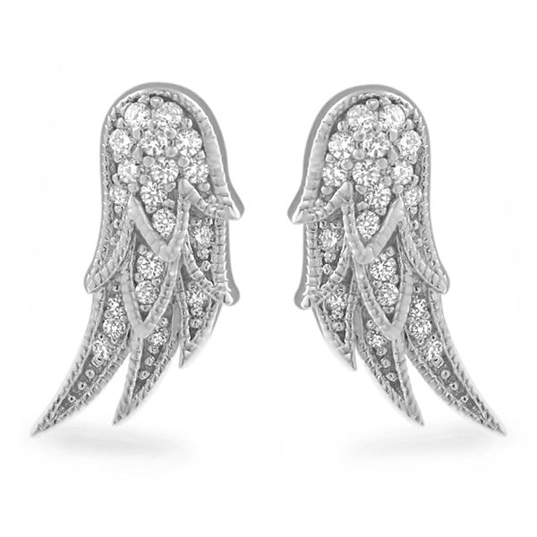 Sterling Silver Angel Wings Cubic Zirconia Earrings
