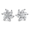 Silver Marquise Cut Simulated Diamond Flower Studs