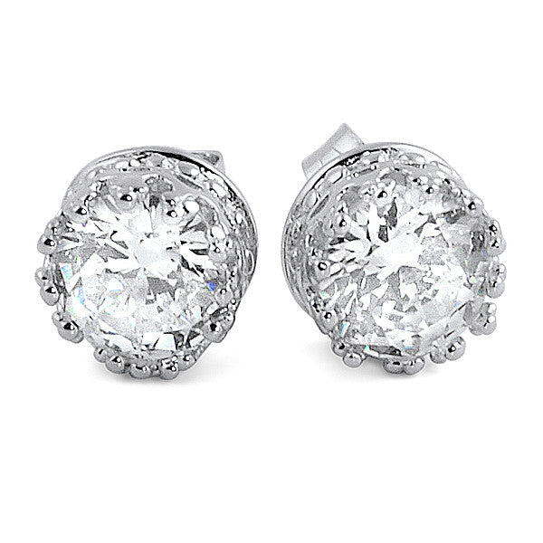 6mm Silver 0.84 Carat Round Cut CZ in Crown Setting