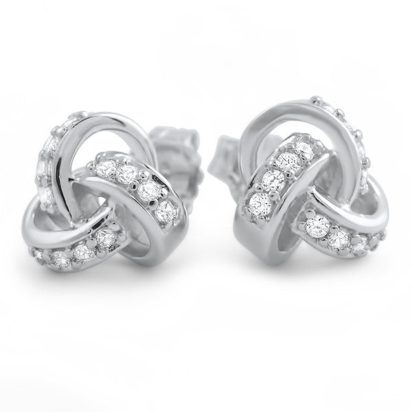 925 Silver Signity CZ Love Knot Earrings