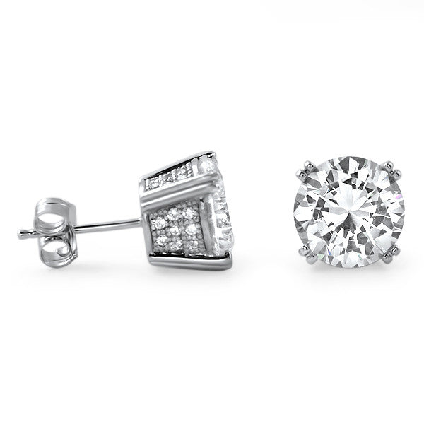 2.5 Carat CZ Silver Stud Earrings With Pave Setting