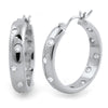 Polished Silver Flush Set CZ Hoop Earrings