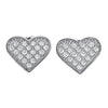 Sterling Silver Micropave CZ Heart Stud Earrings