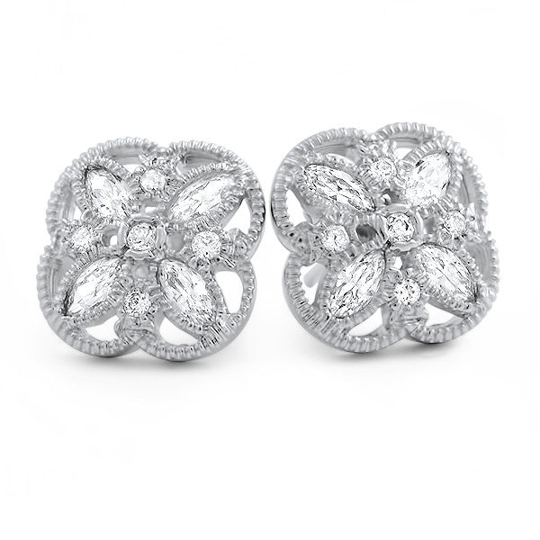 925 Silver Fancy Marquise Cut CZ Stud Earrings
