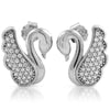 Sterling Silver Elegant Swan CZ Stud Earrings