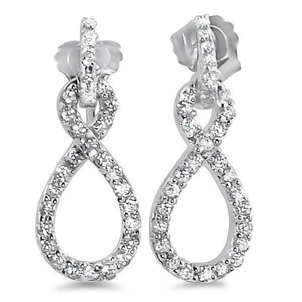 Sterling Silver Signity CZ Infinity Drop Earrings