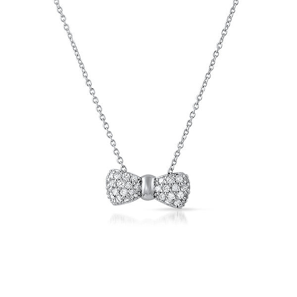 Small Pave CZ Bowtie Pendant with Chain