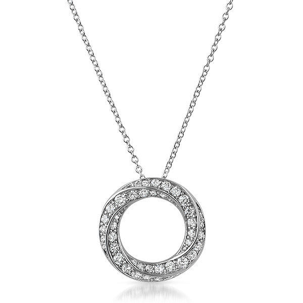 Silver CZ Twisted Circle Medallion with Necklace