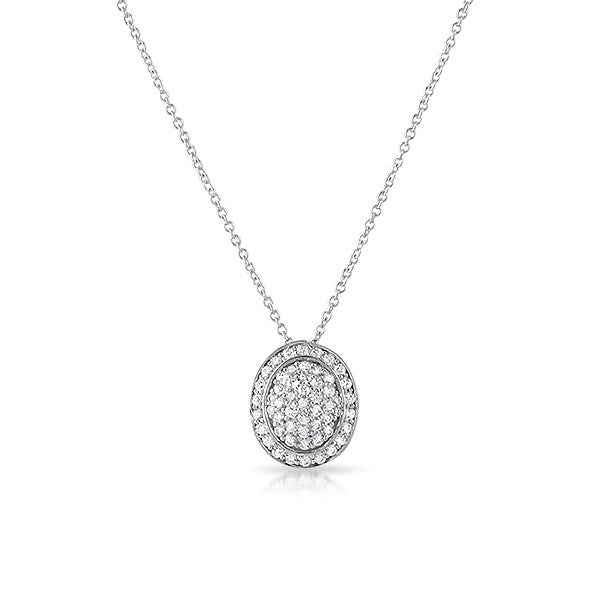 Cubic Zirconia Oval Pendant Silver Chain