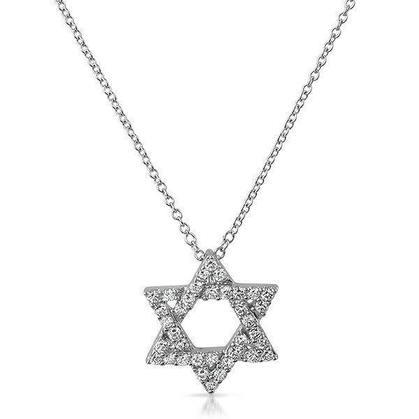 Star of David CZ Pendant With Silver Necklace