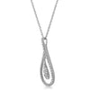 Sterling Silver CZ Dangling Teardrop Necklace