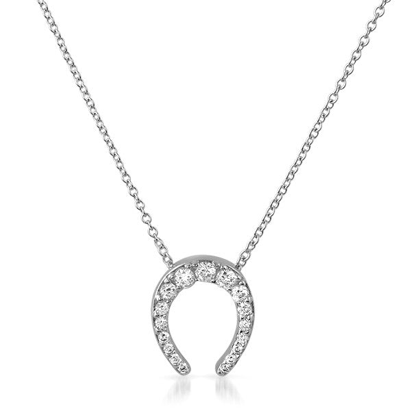 Sterling Silver CZ Horseshoe Necklace Set