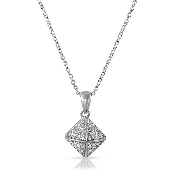 Sterling Silver Micropave CZ Pyramid Pendant