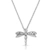 Sterling Silver Polished CZ Dragonfly Necklace